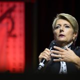 La conseillère fédérale s'est exprimée mardi lors du "Forum des 100" organisé par Le Temps.